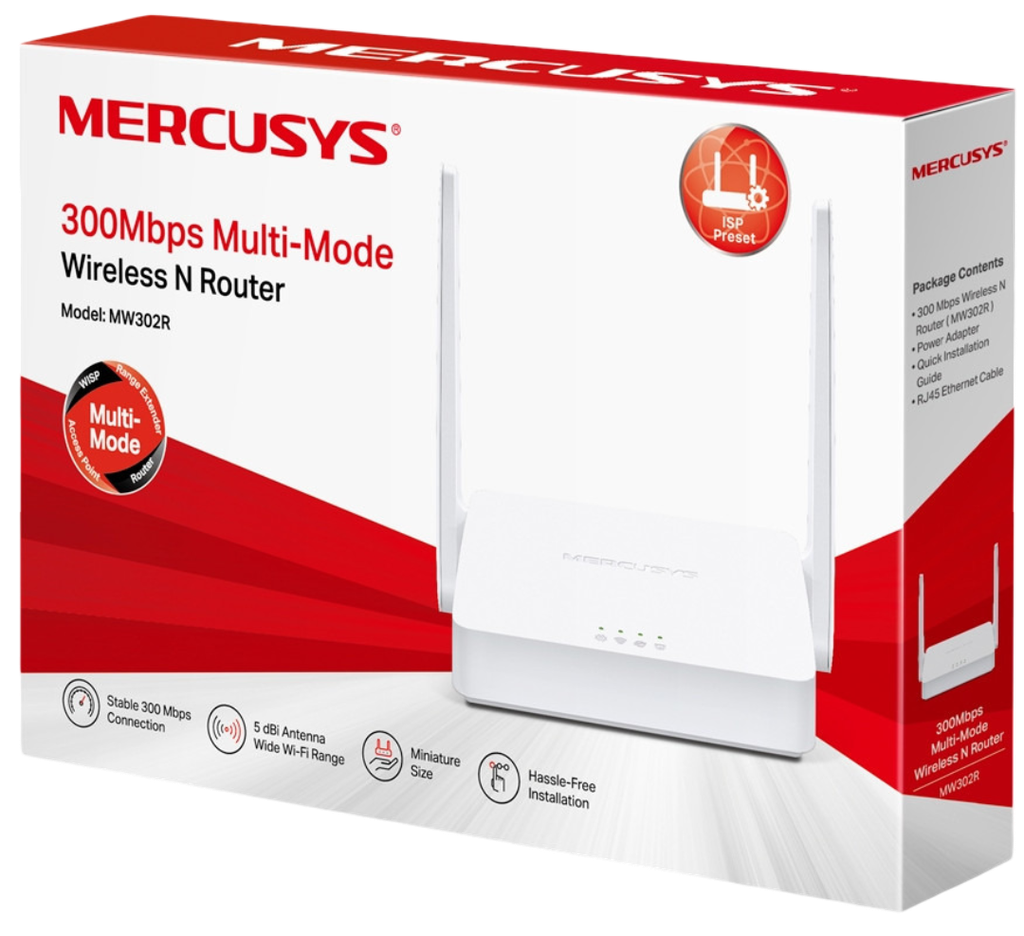 ROUTER MERCUSYS MW302R MULTI-MODE WIRELESS N 300MBPS 2ANT. WHITE